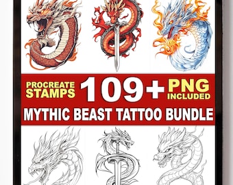 109+ Mythic Beast Tattoo Procreate Stamps – Legendary Creatures & Flash Outlines