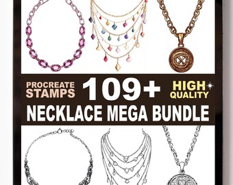 109+ Necklace Drawing Procreate Stamp Set – Elegant Jewelry Chains, Pendants, and Accessory Designs