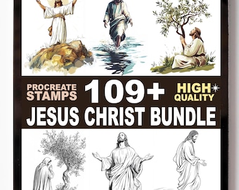 Jesus Christ Scene Procreate Stamps Set | 109+ Religious Cross Church Bible Faith Brushes | Procreate Bloom