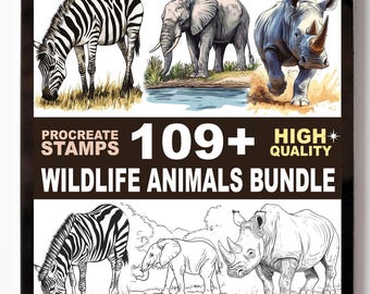 109+ Wildlife Animals Procreate Stamp Set – Forest, Jungle, and Savannah Creature Brushes