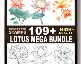 Lotus Procreate Stamps Set | 109+ Spiritual Floral Mandala Meditation Brushes | Procreate Bloom