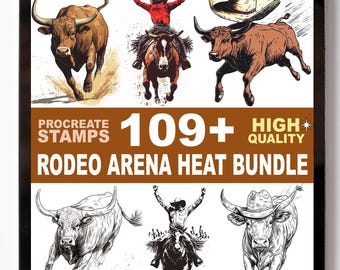 Más de 109 sellos para Procreate inspirados en el calor de la arena de rodeo: pinceles de vaquero, monta de toros y estilo western