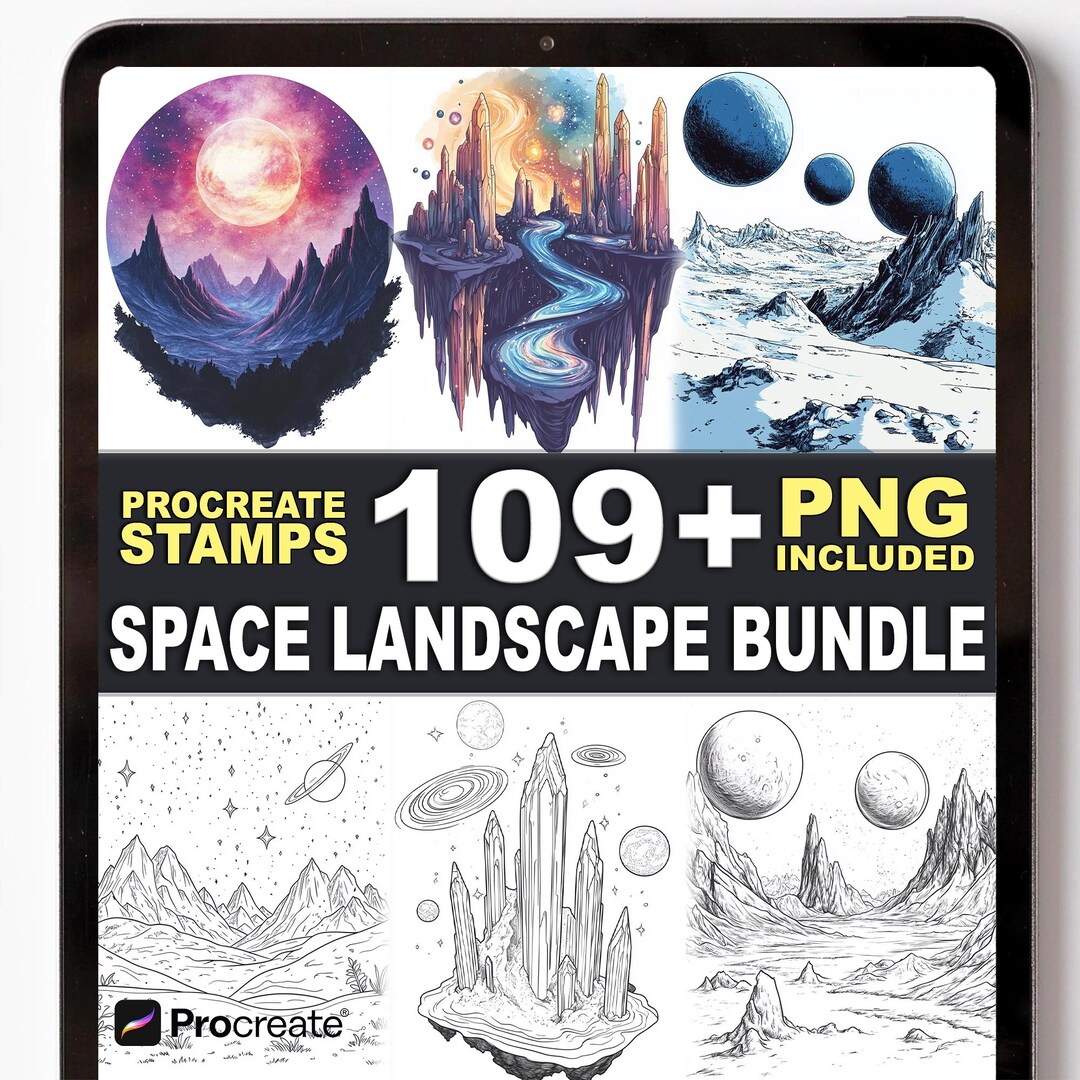 109+ Space Landscape Procreate Stamps – Cosmic Scenes, Planets & Galaxy ...