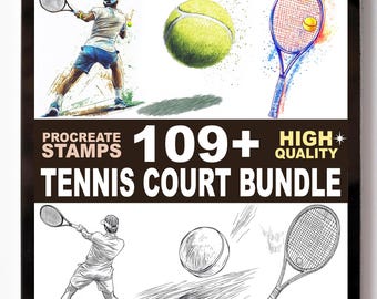 109+ Tennis Court Dreams Procreate Stamps Rackets Balls Lines Brushes