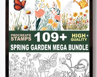 109+ Spring Garden Bloom Procreate Stamps Leaves Stems Floral Brushes