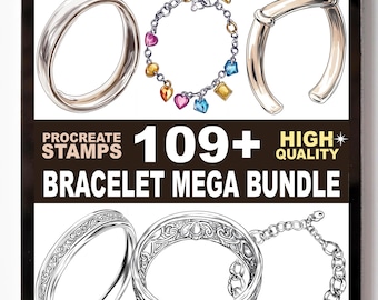 Juego de sellos para dibujar pulseras en Procreate / Más de 109 pinceles para joyas, brazaletes, cadenas y accesorios de mano / Procreate Bloom