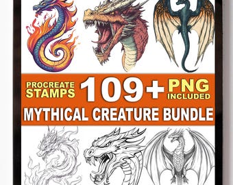 109+ Mythical Creature Procreate Stamps – Fantasy Beasts, Wings & Creature Shapes