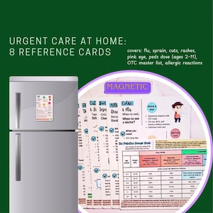 Urgent Care Fridge Magnets | Family First Aid Quick Guide (8 Cards)