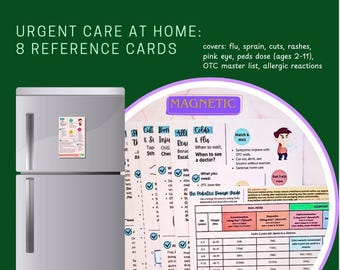 Urgent Care Fridge Magnets | Family First Aid Quick Guide (8 Cards)