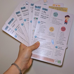 Guida medica di riferimento a mezzo foglio / 7 argomenti, magnetica, fatta a mano, ideale come regalo