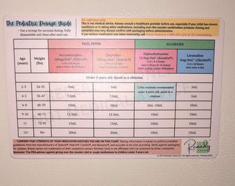 Pediatric Dose Magnet Card | half sheet. Ages 2-11, New Parent Gift, Families
