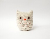 Gehäkelte Amigurumi Owl, ungebleichte Baumwolle Eule, Beige/Creme/Off White Owl gefüllte Puppe, Owl-StuffedToy - KUNDENSPEZIFISCH KONFEKTIONIERT