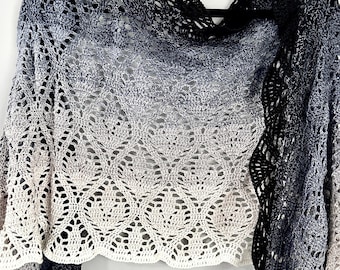 Kira Wrap Crochet Pattern by Lenysea - PDF instant download - Bottom-Up Rectangle Shawl - Wrap Pattern