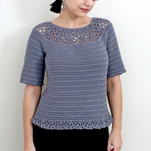 Eirene Top S-XXL | crochet top round yoke pattern, crochet Lace, elegant top crochet pattern,