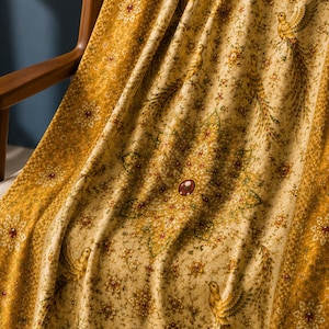 Coperta tessuta Golden Bird, lusso, arazzo floreale, piumone in velluto, decorazione per la casa in stile boho, regalo