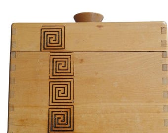 Woodpecker Woodware Japan Wood Jewelry Box with Geometric Inlay Light Honey MCM