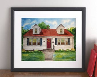 House Portrait Personalized Mother's Day Housewarming Our First Home Anniversary Painting of your home painted in watercolor photo to art