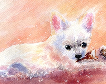 Chihuahua Dog Portrait, Chihuahua in watercolor, Hand Painted Dog Portrait in Watercolor, Painting pet from photo