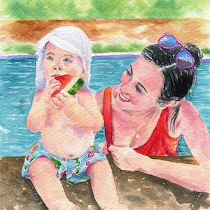 Custom Watercolor Portrait: Hand-Painted Family Keepsake