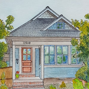 Watercolor House Portrait, Custom Vacation home or Cottage painting, Original painting from your photo, Your home drawn in watercolor