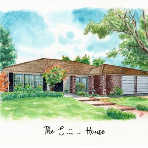 Handgetekend huis. Schilderij van foto, Tekening van foto, Huisportret op maat, Gepersonaliseerd huisportret, Aquarelportret