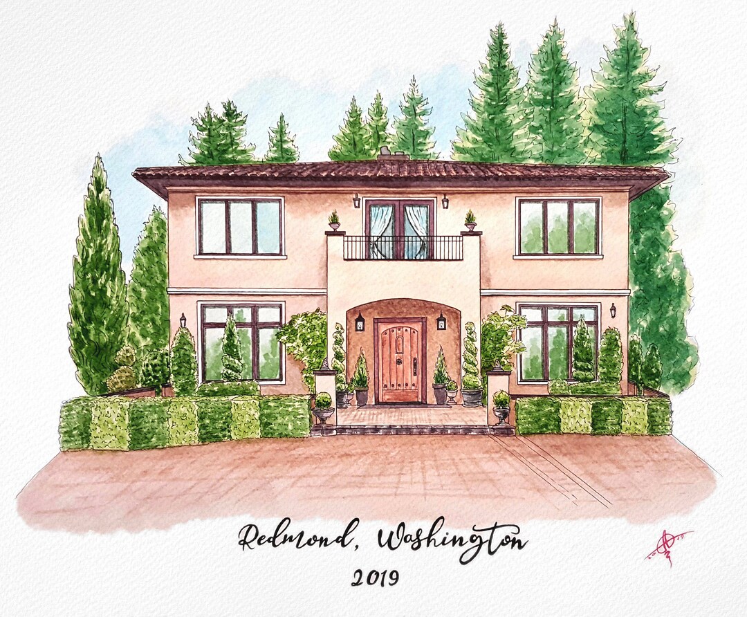 Custom Watercolor House Portrait: Hand-painted Home Illustration - Etsy