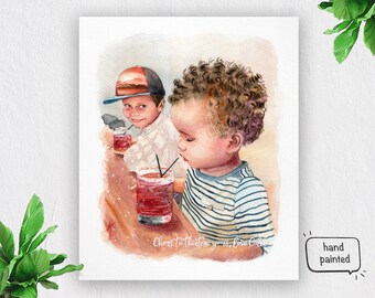 Photo to Hand-Painted Watercolor Drawing, Any photo to hand-made drawing, Custom painting from photo, Original painting from photo