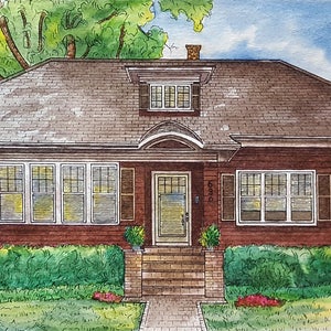 Création artistique de votre maison, Dessin à partir d'une photo, Premier portrait aquarelle de maison, Portrait de maison à l'aquarelle, Croquis architectural de maison
