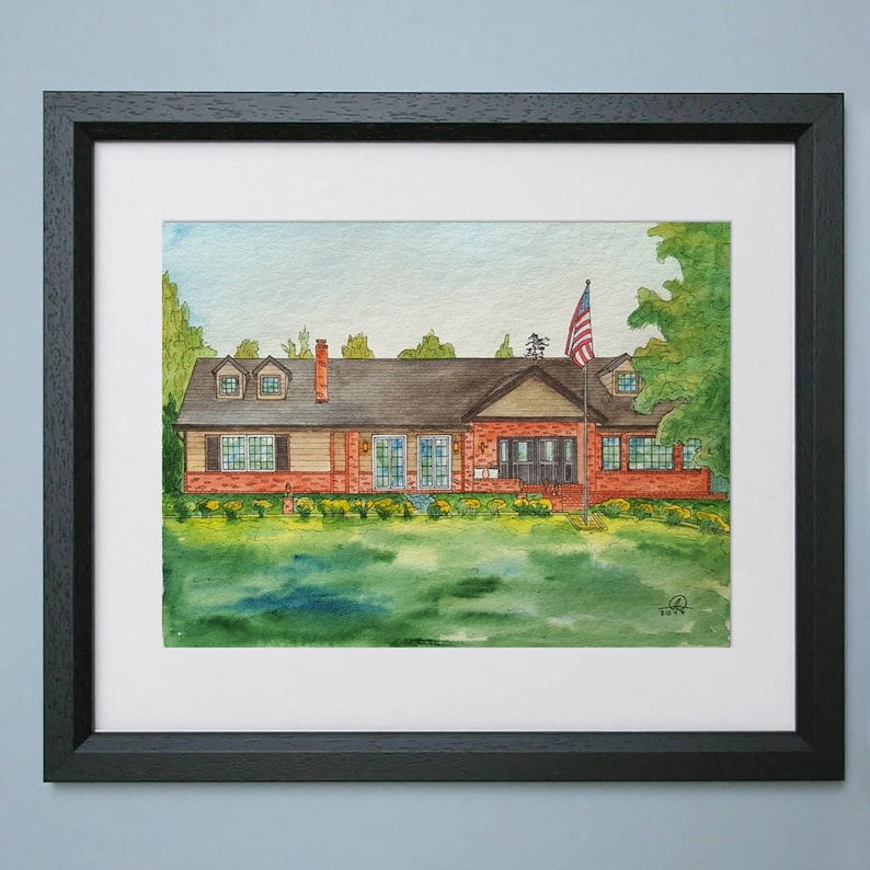 Watercolor House Portrait, Custom Vacation home or Cottage painting, Original painting from your photo, Your home drawn in watercolor image 8