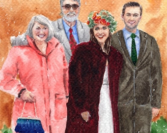 Personalisiertes Aquarell-Portrait: Hochzeitsort oder Familienbild