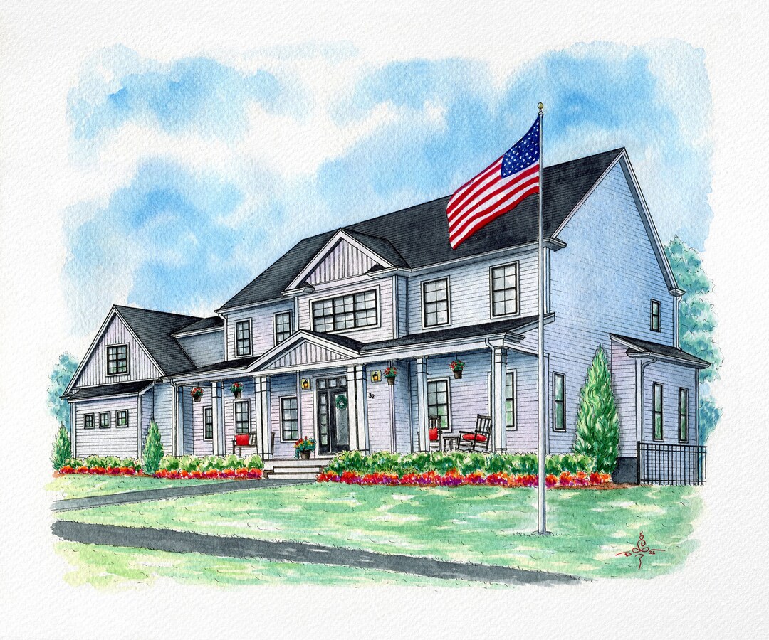 Custom Watercolor House Portrait: First Date, Realtor Gift - Etsy