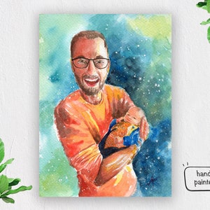 Da foto a disegno ad acquerello dipinto a mano, qualsiasi foto a disegno fatto a mano, ritratto personalizzato da foto, dipinto originale da foto