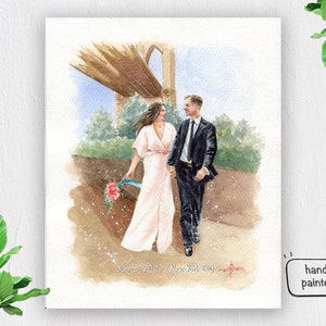 Custom Watercolor Wedding Venue Portrait Painting, Personalized Wedding Gift, Wedding Anniversary Gifts For Her Art Commission