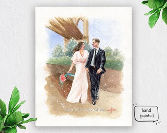 Custom Watercolor Wedding Venue Portrait Painting, Personalized Wedding Gift, Wedding Anniversary Gifts For Her Art Commission