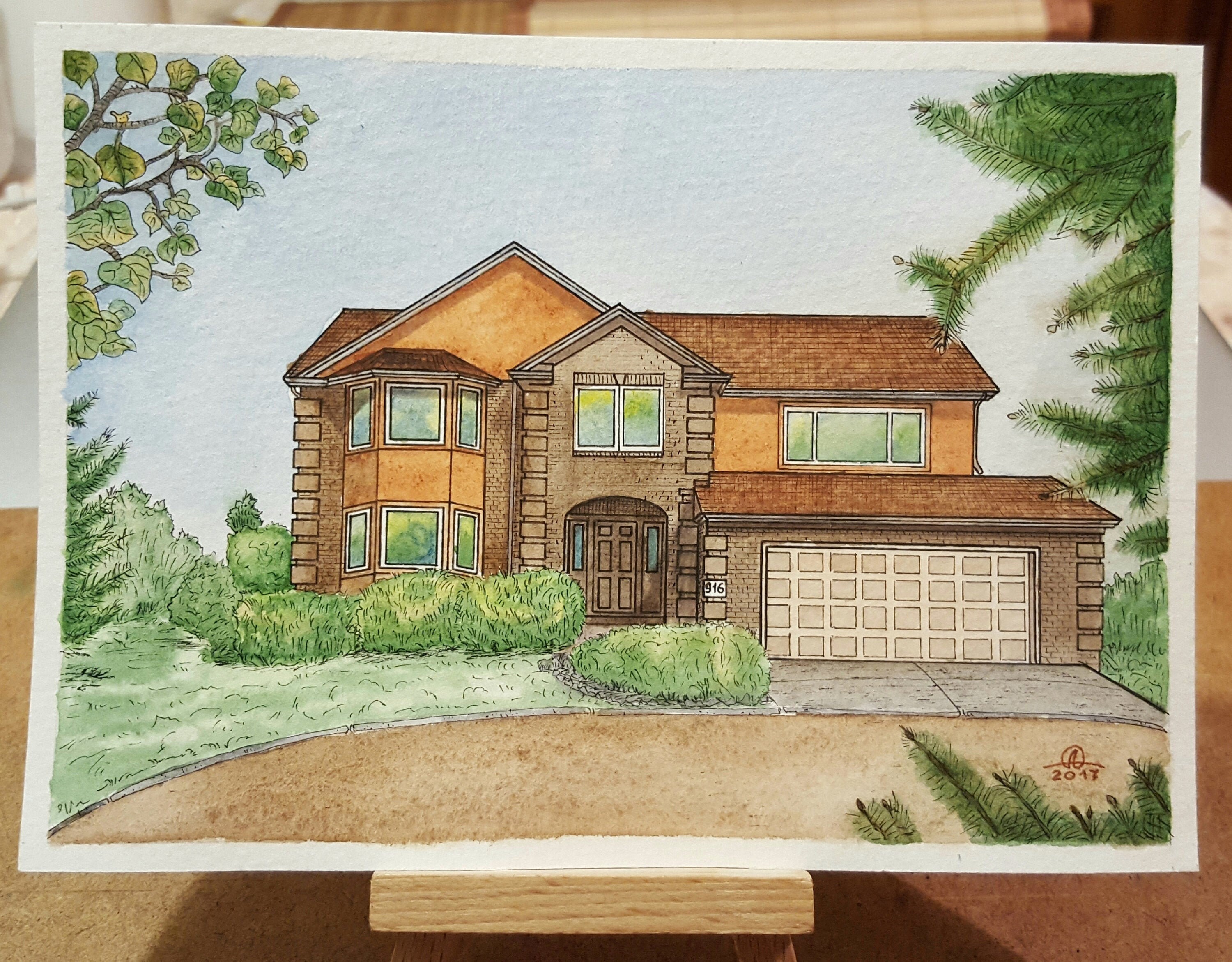 Custom Watercolor House PortraitWatercolor House Etsy