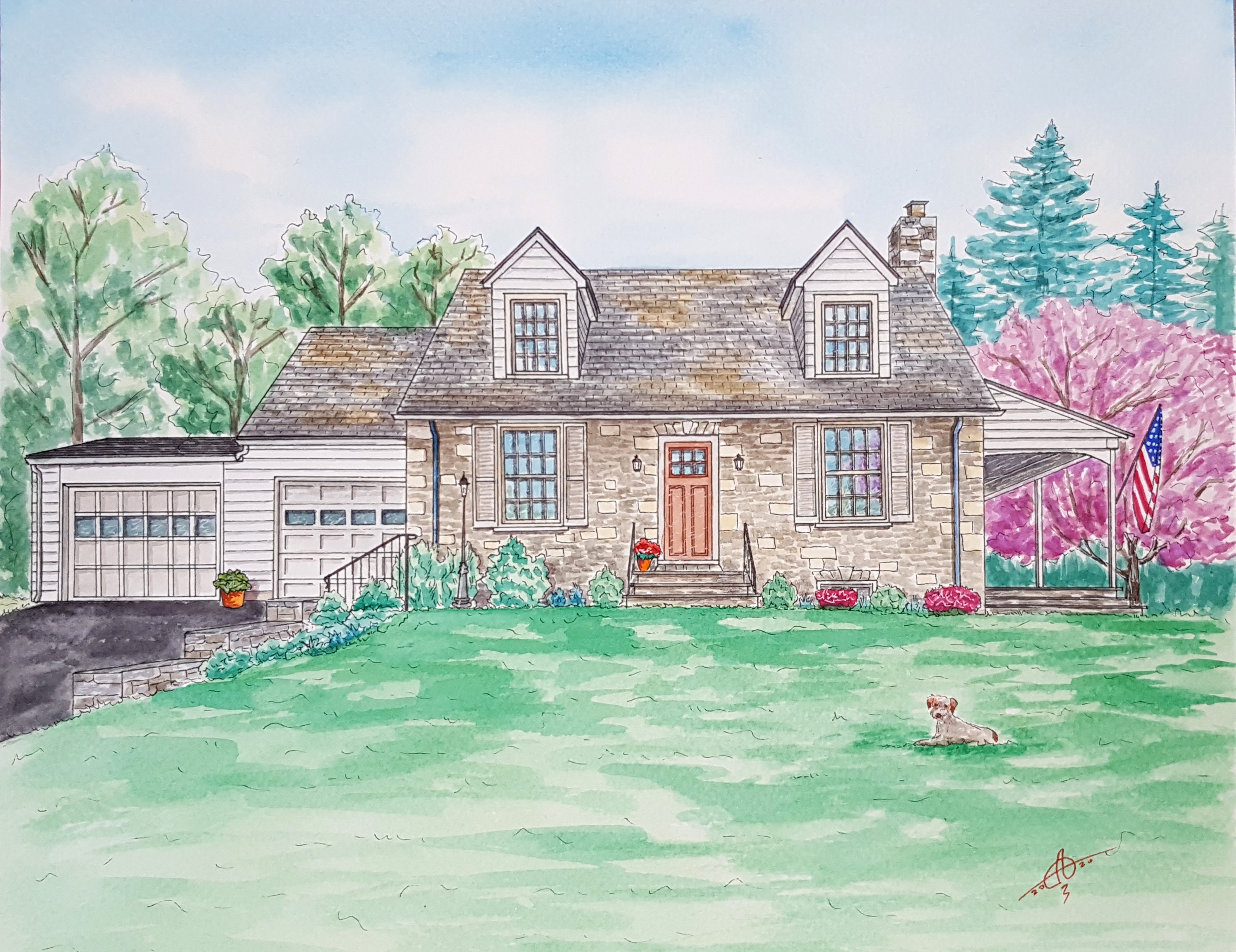 Watercolor House Portrait Custom Vacation home or Cottage Etsy