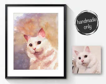 Custom cat portrait, Custom pet portrait, Cat portrait, Cat memorial Portrait from photo, Custom cat painting, Cat lover gift, Pet loss gift
