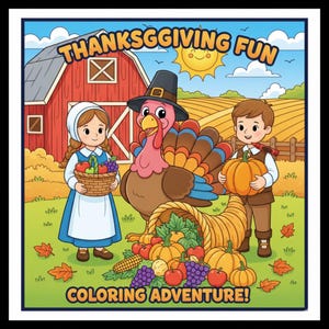 Thanksgiving Fun Coloring Book- Digital Download