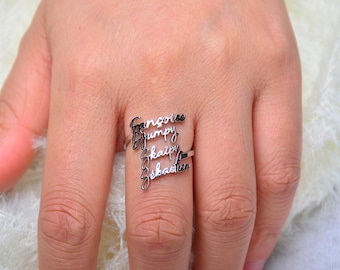 Personalized Custom Name Ring, Engraved Nameplate Ring for Anniversary, Birthday, Mother's Day Gift