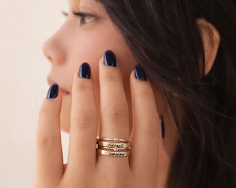 Custom Birthstone Stacking Ring Personalized Engraved Band for Daily Wear and Gift Giving