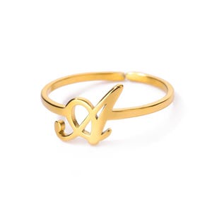 Custom Cursive Initial Adjustable Ring for Daily Wear and Gift Giving image 5