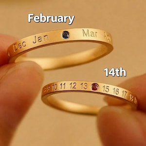 Custom 999 Silver Couple Rings, Personalized Month Date Birthstone Band, Engravable Inner Band