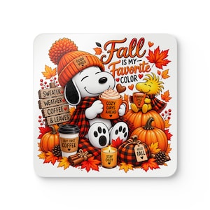 Cork Coaster Set, Four-Piece MDF Fall Table Decor
