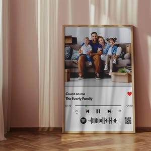 Custom Spotify Family Wall Art with Photo | Personalized Song Poster | Family Name Music Print | Spotify Code Art | Custom Song Barcode