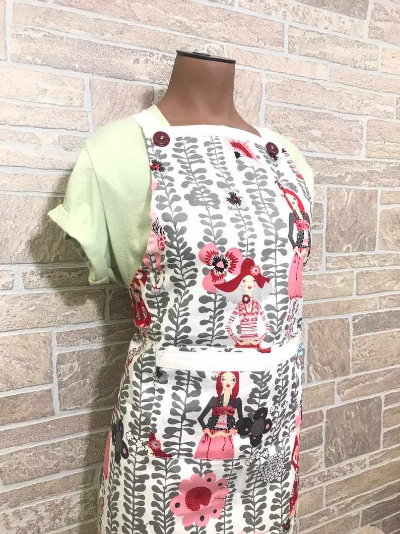 Cream apron Flower apron Fashion girl apron