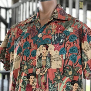 Mexican inspired Hawaiian shirt, Terra-cotta mens shirt, Casual Friday, Unisex image 4