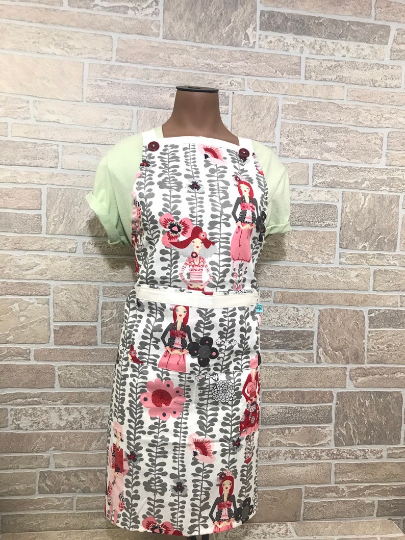 Cream apron Flower apron Fashion girl apron