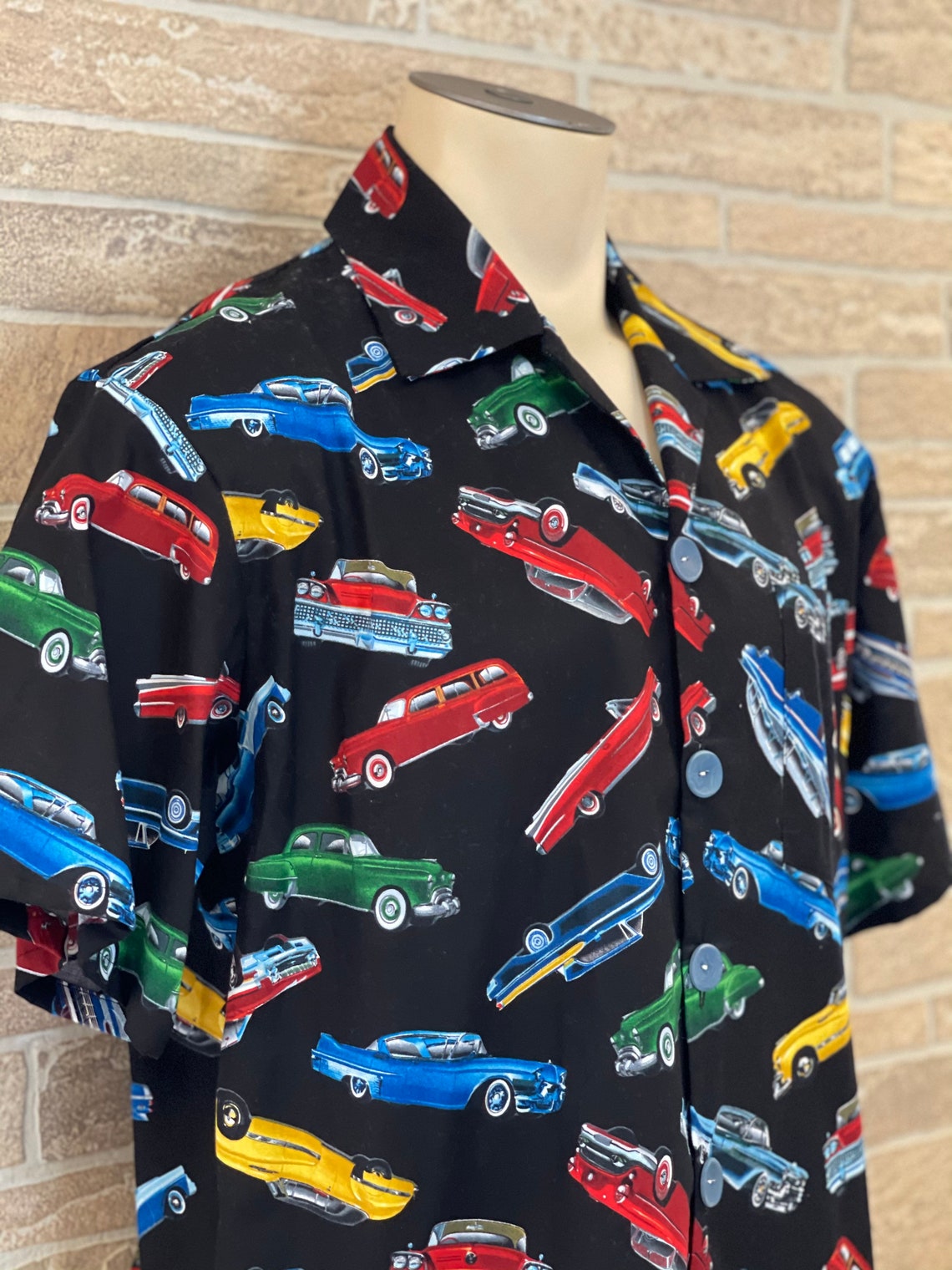 Vintage car Hawaiian Shirt Casual Friday Men's cut | Etsy