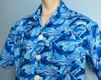 Dolphin Hawaiian shirt, dolphin lover, beach wear shirt, vacation shirt