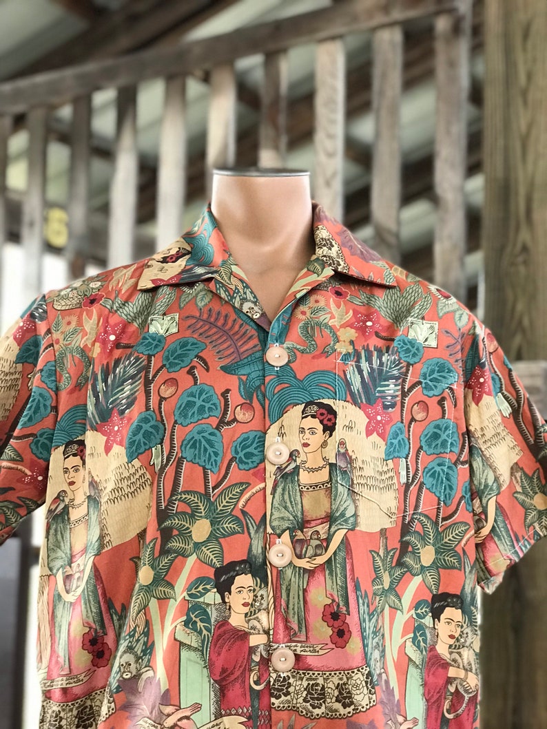 Mexican inspired Hawaiian shirt, Terra-cotta mens shirt, Casual Friday, Unisex image 1